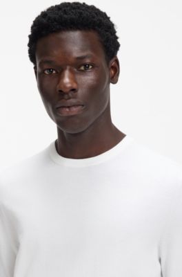 Jersey regular fit de punto con cuello redondo, Blanco