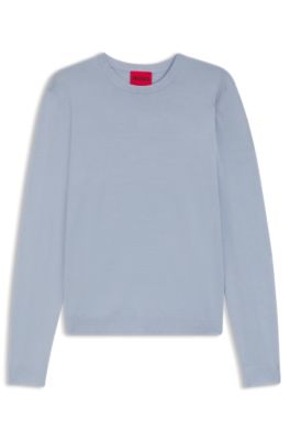 Regular-fit knitted sweater with crew neckline, Purple
