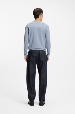 Regular-fit knitted sweater with crew neckline, Purple