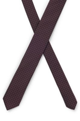 Formal tie with all-over jacquard pattern, Dark pink