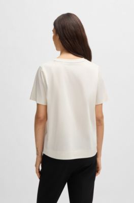 Camiseta de algod&oacute;n mercerizado con monograma Double B, Blanco