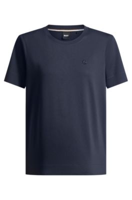 BOSS - Mercerized-cotton T-shirt with Double B monogram