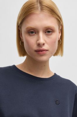 BOSS - Mercerized-cotton T-shirt with Double B monogram