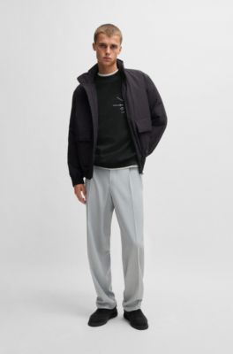 Sudadera relaxed fit de felpa de algod&oacute;n con estampados de temporada, Negro