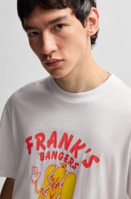 T-shirt Regular en jersey de coton avec motif artistique saisonnier, Blanc