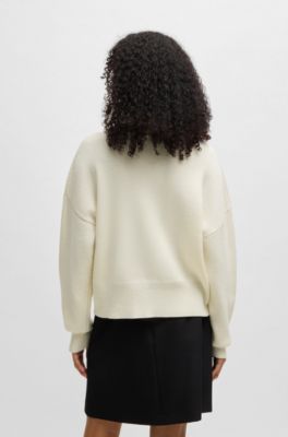 Relaxed-fit sweater with embossed logo, White