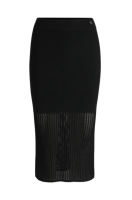 Tube skirt with sheer crochet structure, Black