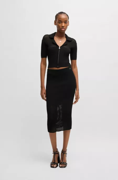 Tube skirt with sheer crochet structure