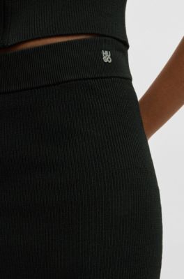 Tube skirt with sheer crochet structure, Black