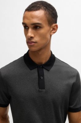 Polo de algod&oacute;n mercerizado con microestampado, Negro