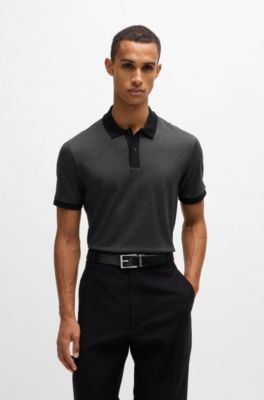 Micro-pattern polo shirt mercerised cotton