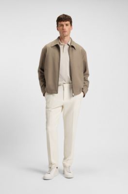 Micro-pattern polo shirt in mercerised cotton, White