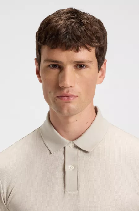 Micro-pattern polo shirt in mercerised cotton