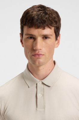 Micro-pattern polo shirt in mercerised cotton, White