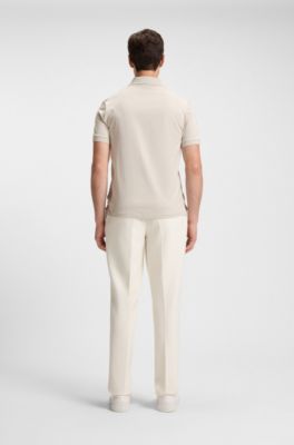 Micro-pattern polo shirt in mercerised cotton, White