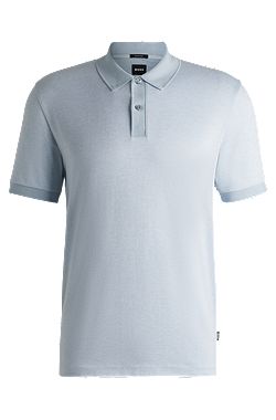 Mercerized-cotton polo shirt with micro pattern