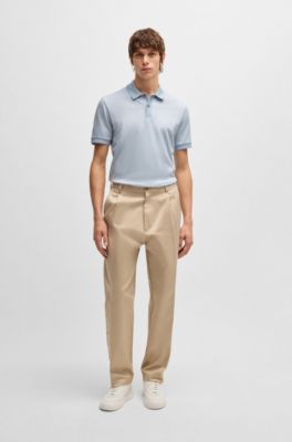 Polo de algod&oacute;n mercerizado con microestampado, Celeste