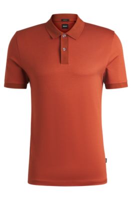 Polo de algod&oacute;n mercerizado con microestampado, Naranja oscuro