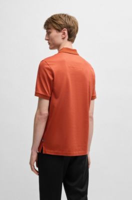 Polo de algod&oacute;n mercerizado con microestampado, Naranja oscuro