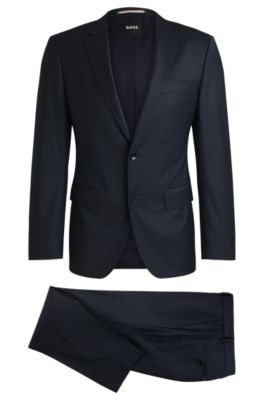 Hugo Boss Boss Notched Lapel Padded Shoulder Jacket With Eyelet Design In Dark Blue