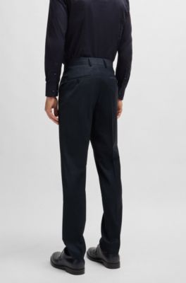 Traje slim fit en mezcla de lana con microestampado, Azul oscuro