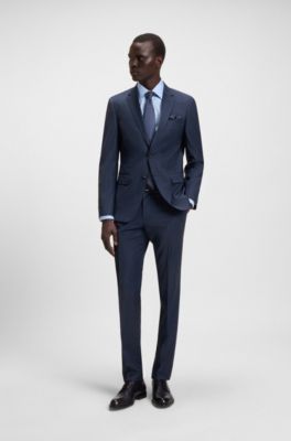 Traje slim fit en mezcla de lana con microestampado, Celeste