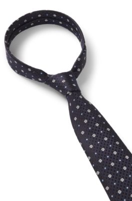 Corbata de seda con monogramas Double B en jacquard, Azul oscuro