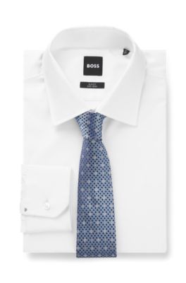 Silk tie with jacquard Double B monograms, Light Blue