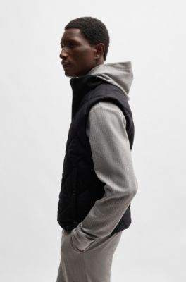 BOSS - Diamond-quilted gilet with ribbed-cotton trims - Black