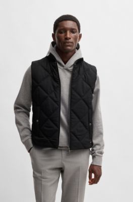 Diamond-quilted gilet with ribbed-cotton trims