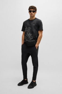 Camiseta relaxed fit de algod&oacute;n con estampado reflectante decorativo, Negro