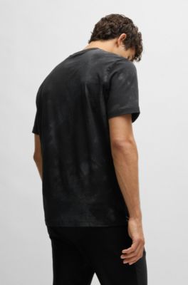 Camiseta relaxed fit de algod&oacute;n con estampado reflectante decorativo, Negro