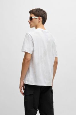 Relaxed-fit T-shirt with decorative reflective print, White