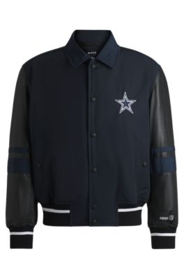 Hugo Boss Boss X Nfl Mixed-material Jacket With Faux-leather Sleeves In Cowboys
