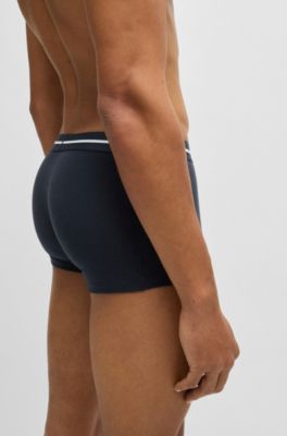 Three-pack of stretch-cotton trunks with logo waistbands, Patterned