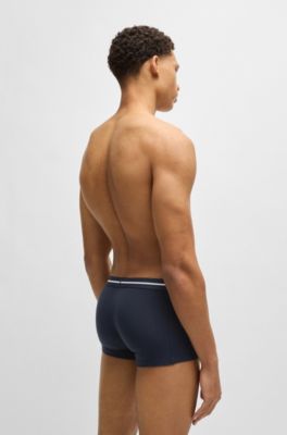 Three-pack of stretch-cotton trunks with logo waistbands, Patterned
