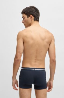 Three-pack of stretch-cotton trunks with logo waistbands, Patterned