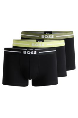 Three-pack of stretch-cotton trunks with logo waistbands