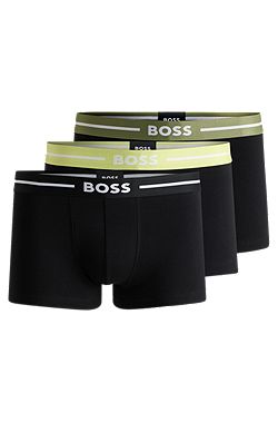 Lot de trois boxers courts en coton stretch avec taille logotée