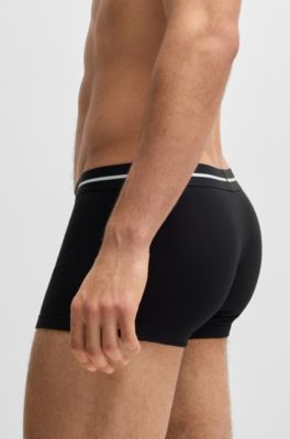 Lot de trois boxers courts en coton stretch avec taille logot&eacute;e, Fantaisie