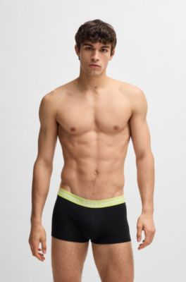 Lot de trois boxers courts en coton stretch avec taille logot&eacute;e, Fantaisie