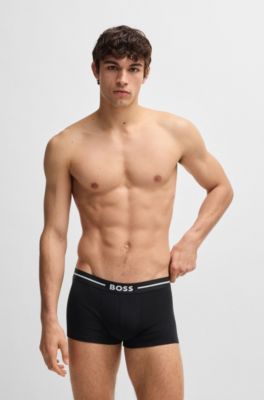 Lot de trois boxers courts en coton stretch avec taille logot&eacute;e, Fantaisie
