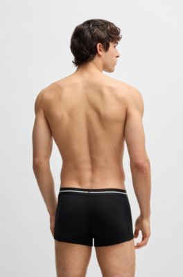 Lot de trois boxers courts en coton stretch avec taille logot&eacute;e, Fantaisie