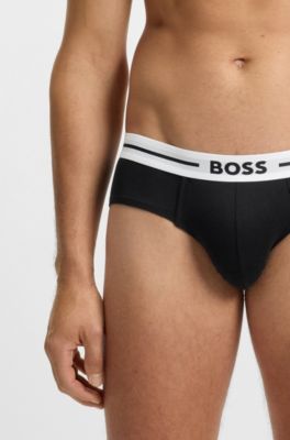 Three-pack of stretch-cotton trunks with logo waistbands, Patterned