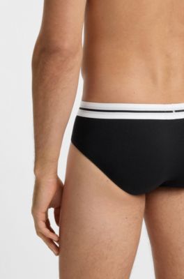 Three-pack of stretch-cotton trunks with logo waistbands, Patterned