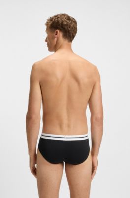 Three-pack of stretch-cotton trunks with logo waistbands, Patterned