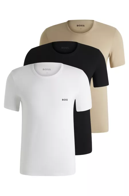 Three-pack of cotton underwear T-shirts with logos