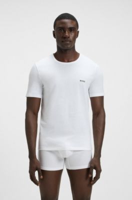 Three-pack of cotton underwear T-shirts with logos, Patterned