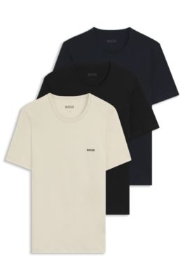 Three-pack of cotton underwear T-shirts with logos, Patterned
