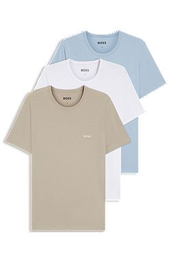 Three-pack of cotton T-shirts with logo embroidery